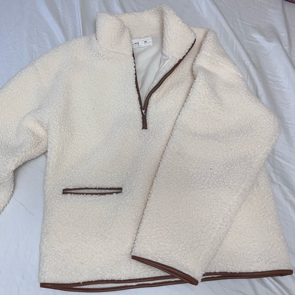 Hudson North - Sherpa cream faux leather piping half zip -size small - Picture 4 of 4